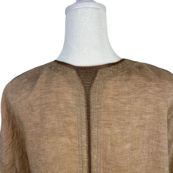 Poetry Crochet Trim Linen Size 10‎ V-neckline Tunic Top - Picture 8 of 11